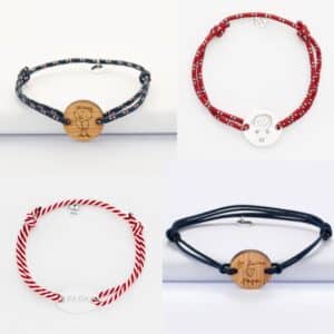 Bracelet personnalisé homme en cordon tressé, avec médaille gravée en bois ou en acier. Élégant et significatif, parfait pour un cadeau unique fête des pères, naissance ou anniversaire