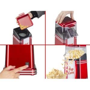 Machine à pop corn compacte et facile à utiliser, idéale pour préparer du pop corn frais en quelques minutes. cadeau homme gourmand pour les soirées cinéma à la maison​​.